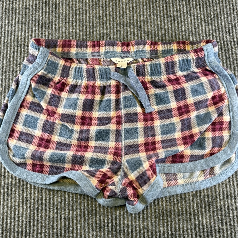 Aeropostale Women's Plaid Fleece‎ Shorts S Multicolor Soft Lounge Sleepwear